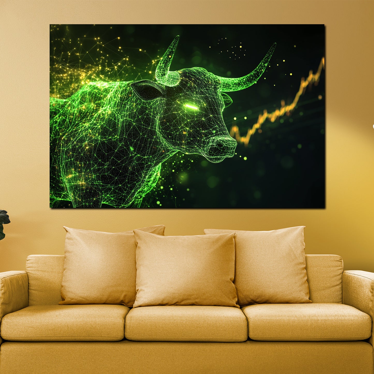 Quadro motivazione borsa toro denaro e successo