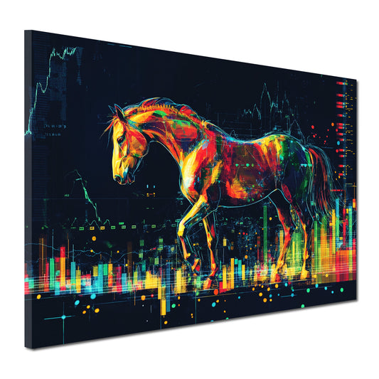 Quadro motivazione cavallo finanza borsa moderno pop art