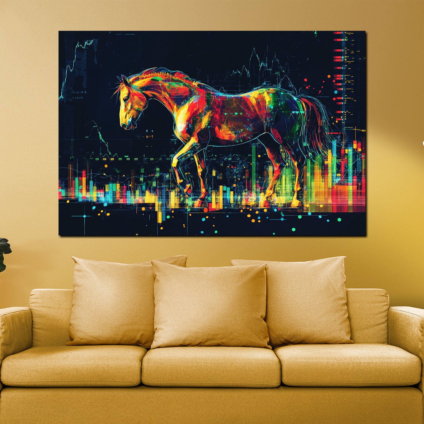 Quadro motivazione cavallo finanza borsa moderno pop art