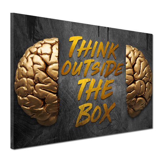 Quadro motivazione cervello dorato think outside the box successo