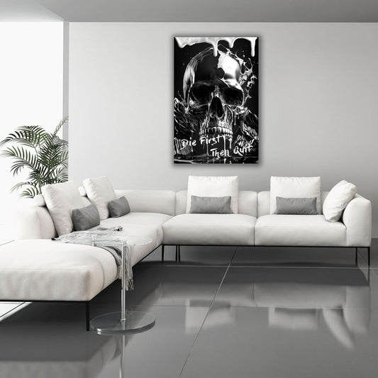 Quadro motivazione teschio successo moderno bianco nero