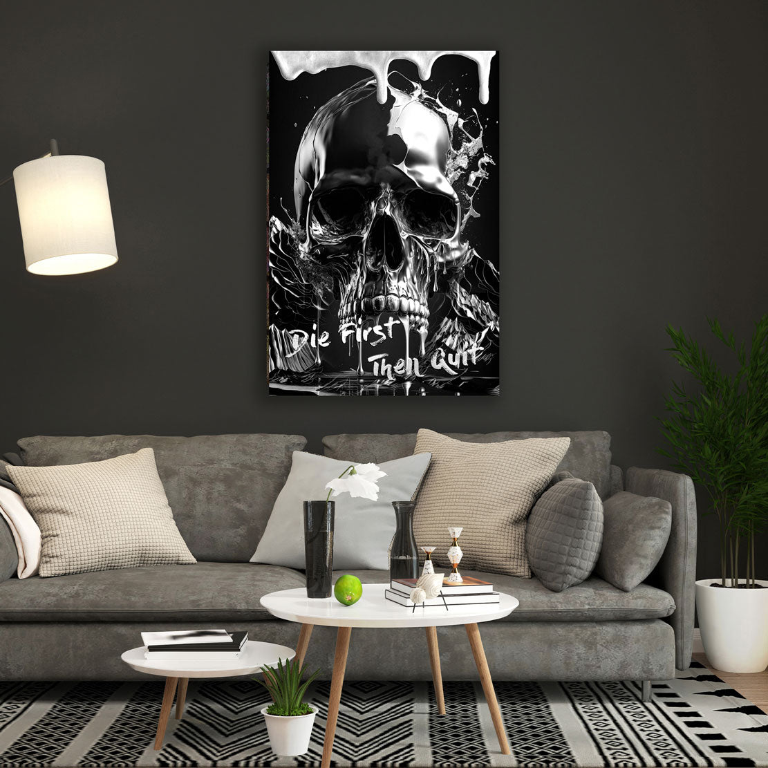 Quadro motivazione teschio successo moderno bianco nero