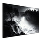 Quadro natura cascata bianco e nero paesaggio forza dell’acqua atmosfera