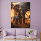Quadro natura elefanti famiglia tramonto savana africana