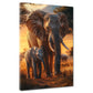 Quadro natura elefanti famiglia tramonto savana africana