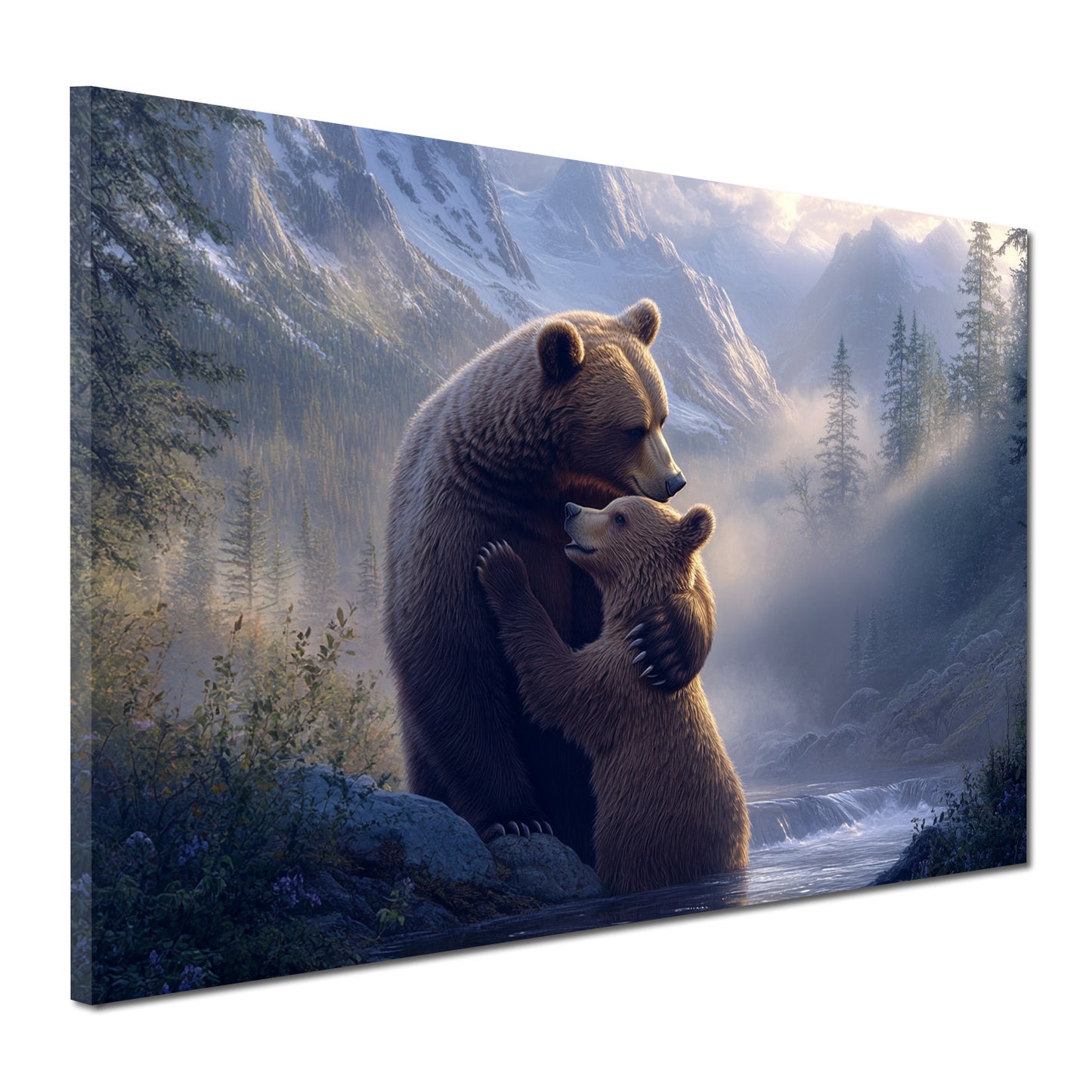 Quadro orsi abbraccio amore montagna natura
