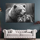 Quadro orsi famiglia bianco nero natura amore