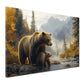 Quadro orsi famiglia montagna fiume natura autunno