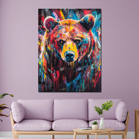 Quadro orso pop art colorato moderno energia natura