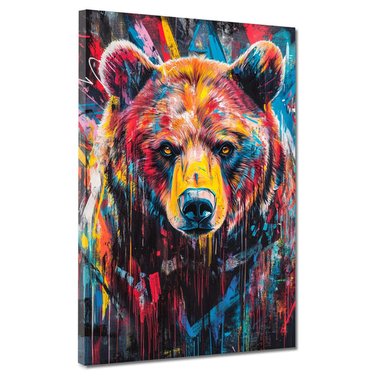 Quadro orso pop art colorato moderno energia natura