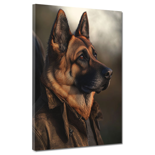 Quadro pastore tedesco vestito arte animale buffo moderno