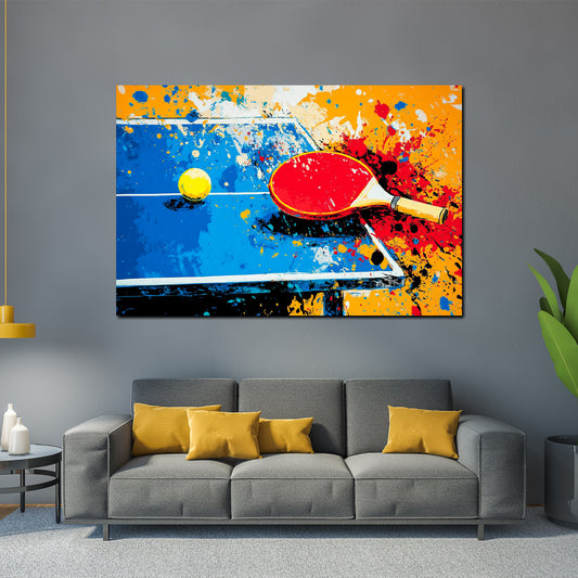 Quadro ping pong racchetta e pallina pop art moderno