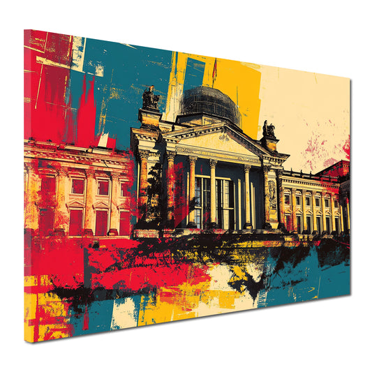 Quadro pop art berlino reichstag architettura colorata