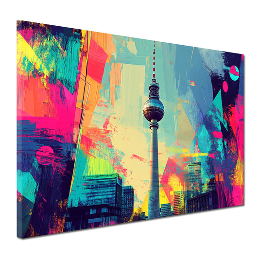 Quadro pop art berlino torre della televisione skyline colorata
