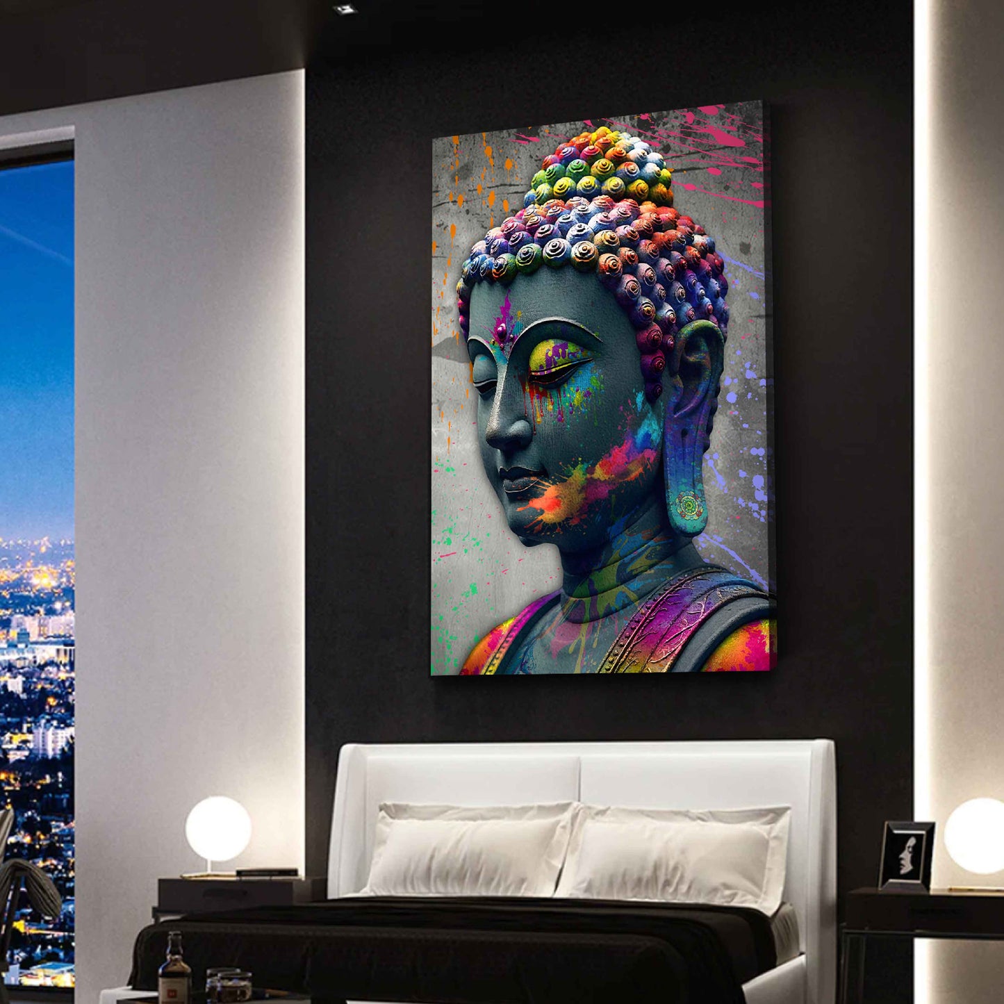 Quadro pop art buddha equilibrio interiore energia colori moderno