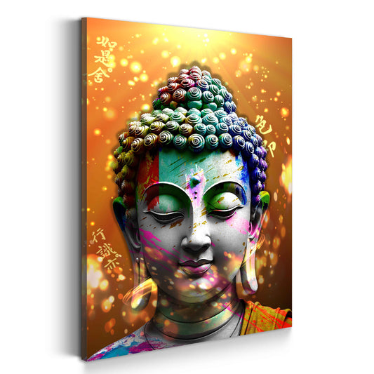 Quadro pop art buddha illuminazione colori armonia spiritualità