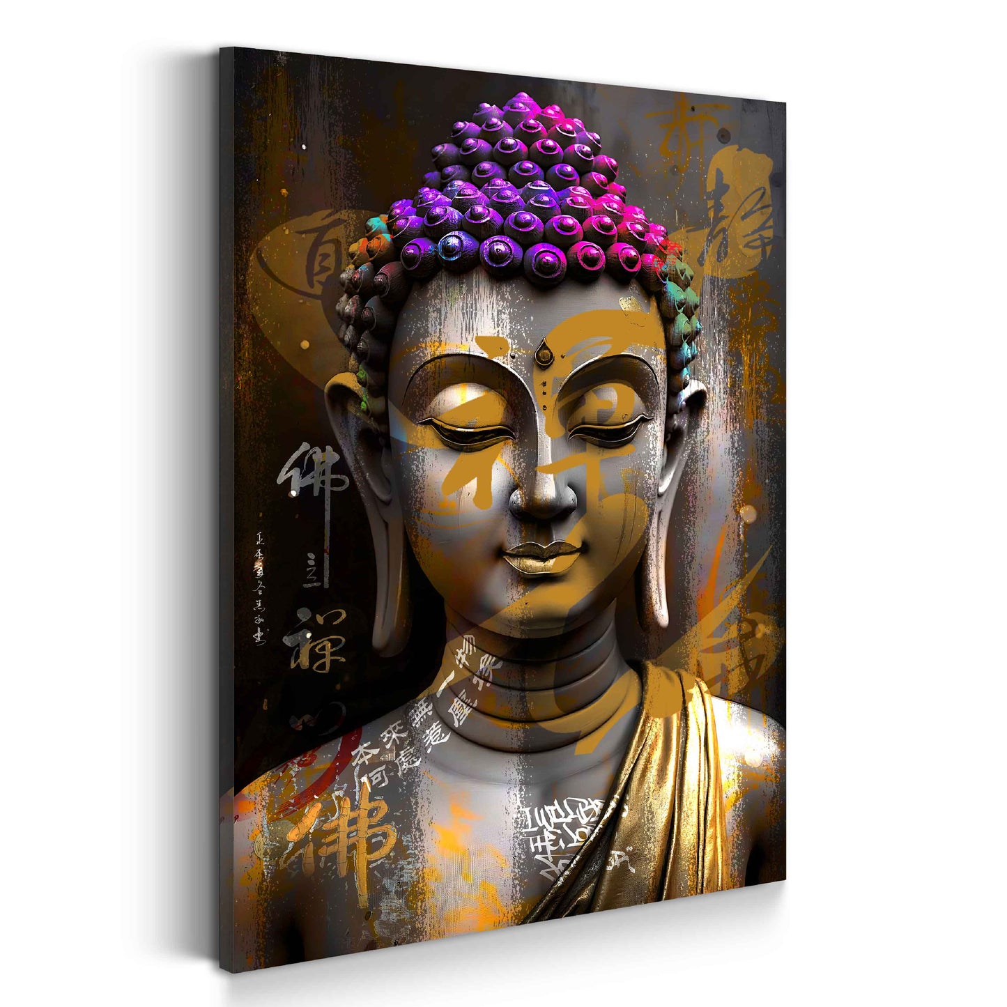 Quadro pop art buddha scultura spiritualità colori moderno