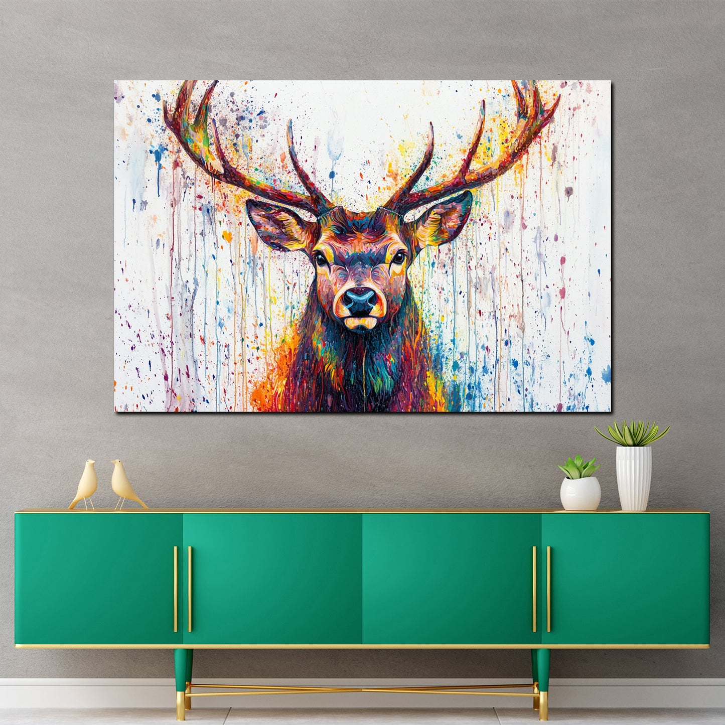 Quadro pop art cervo vivace colorato contemporaneo