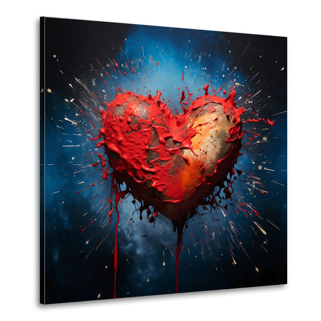 Quadro pop art cuore rosso esplosione emozione