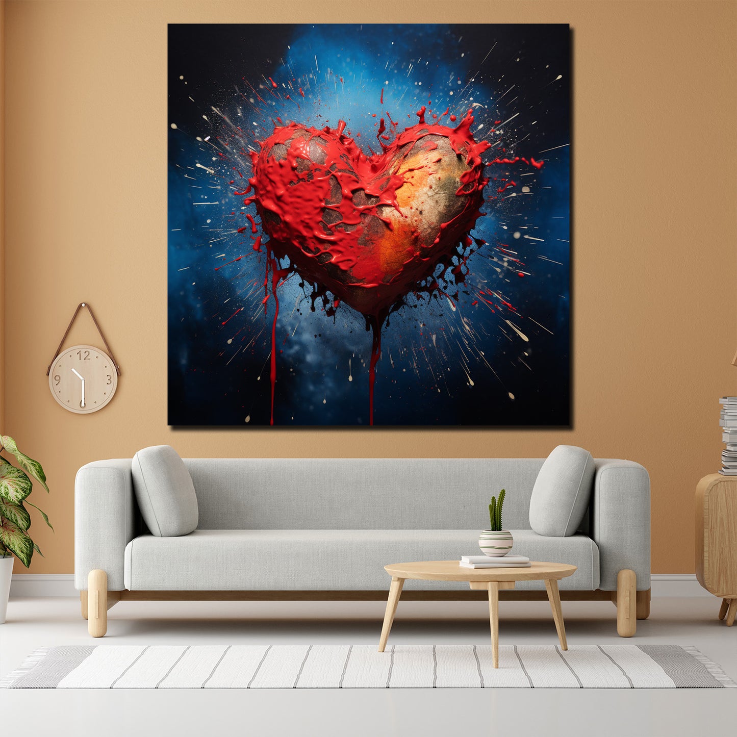 Quadro pop art cuore rosso esplosione emozione