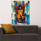 Quadro pop art donna africana colorata moderna sulla poltrona