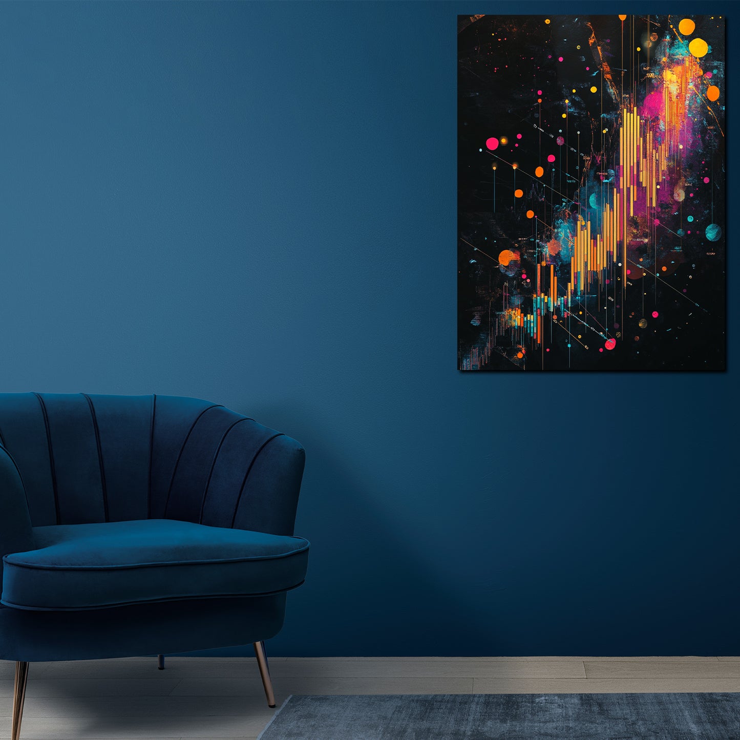 Quadro pop art finanza grafico azionario moderno