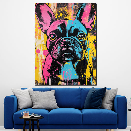 Quadro pop art francese bulldog moderno colori stile