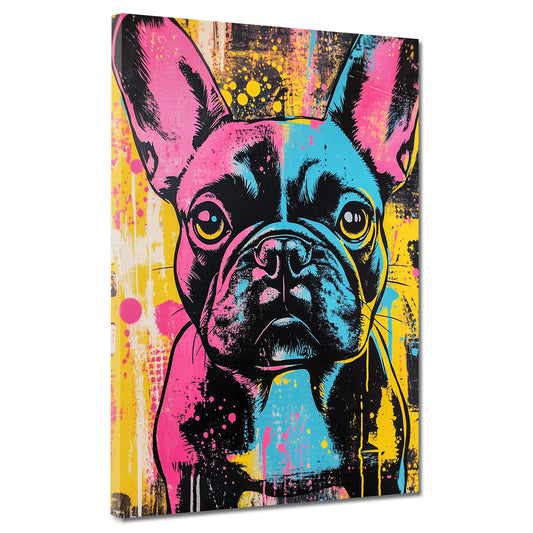 Quadro pop art francese bulldog moderno colori stile