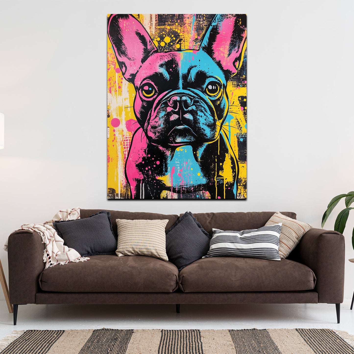 Quadro pop art francese bulldog moderno colori stile