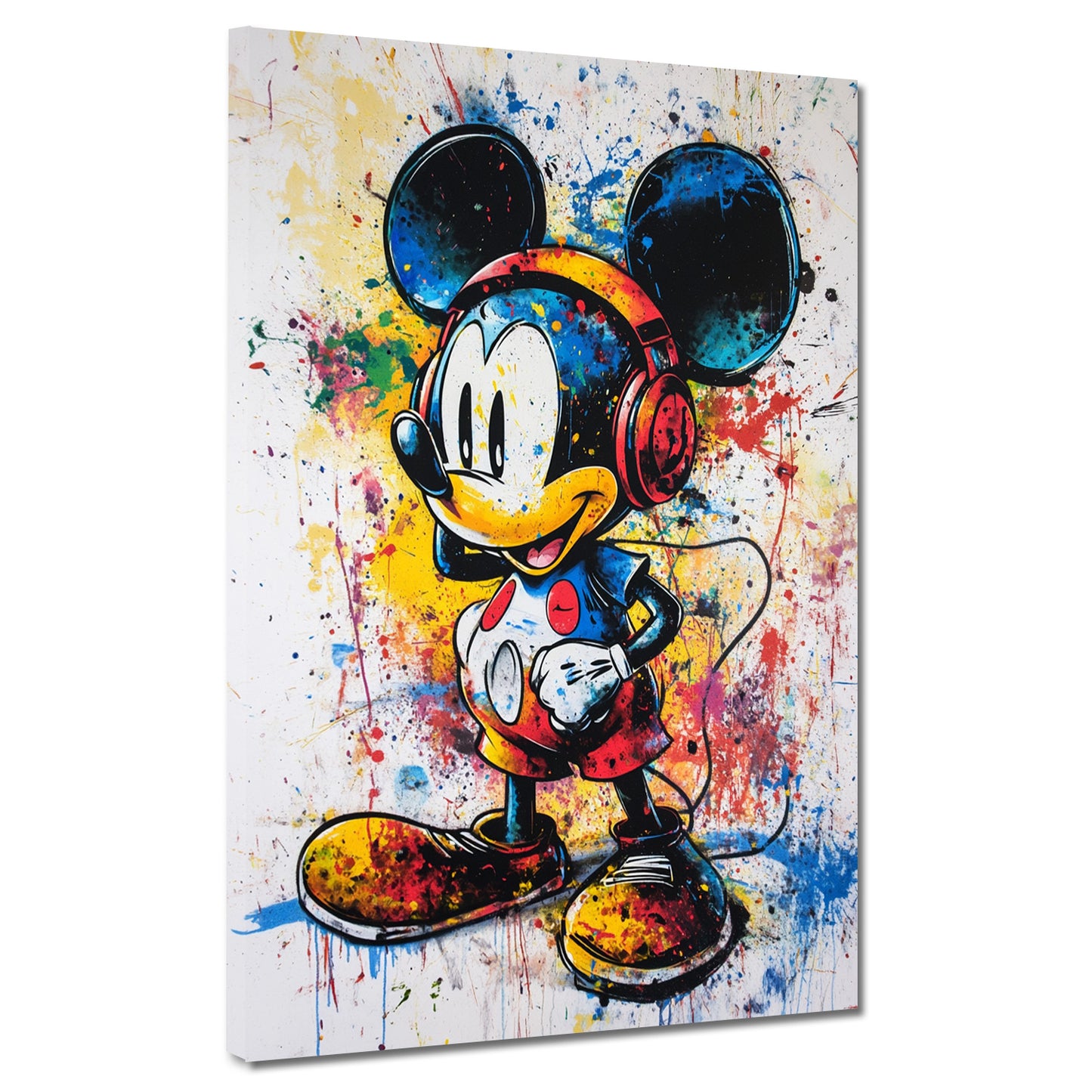 Quadro pop art fumetto topo con cuffie colorato