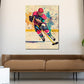 Quadro pop art giocatore hockey su ghiaccio colorato dinamico