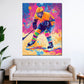 Quadro pop art giocatore hockey vivace colorato moderno