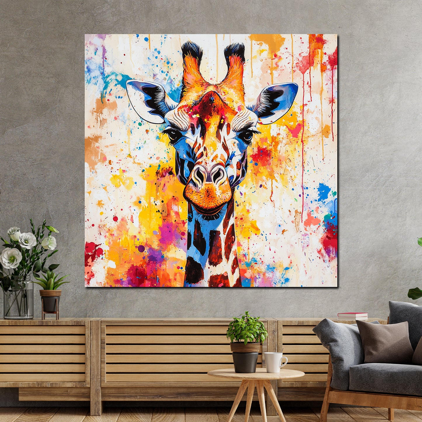 Quadro pop art giraffa colorata vivace moderna
