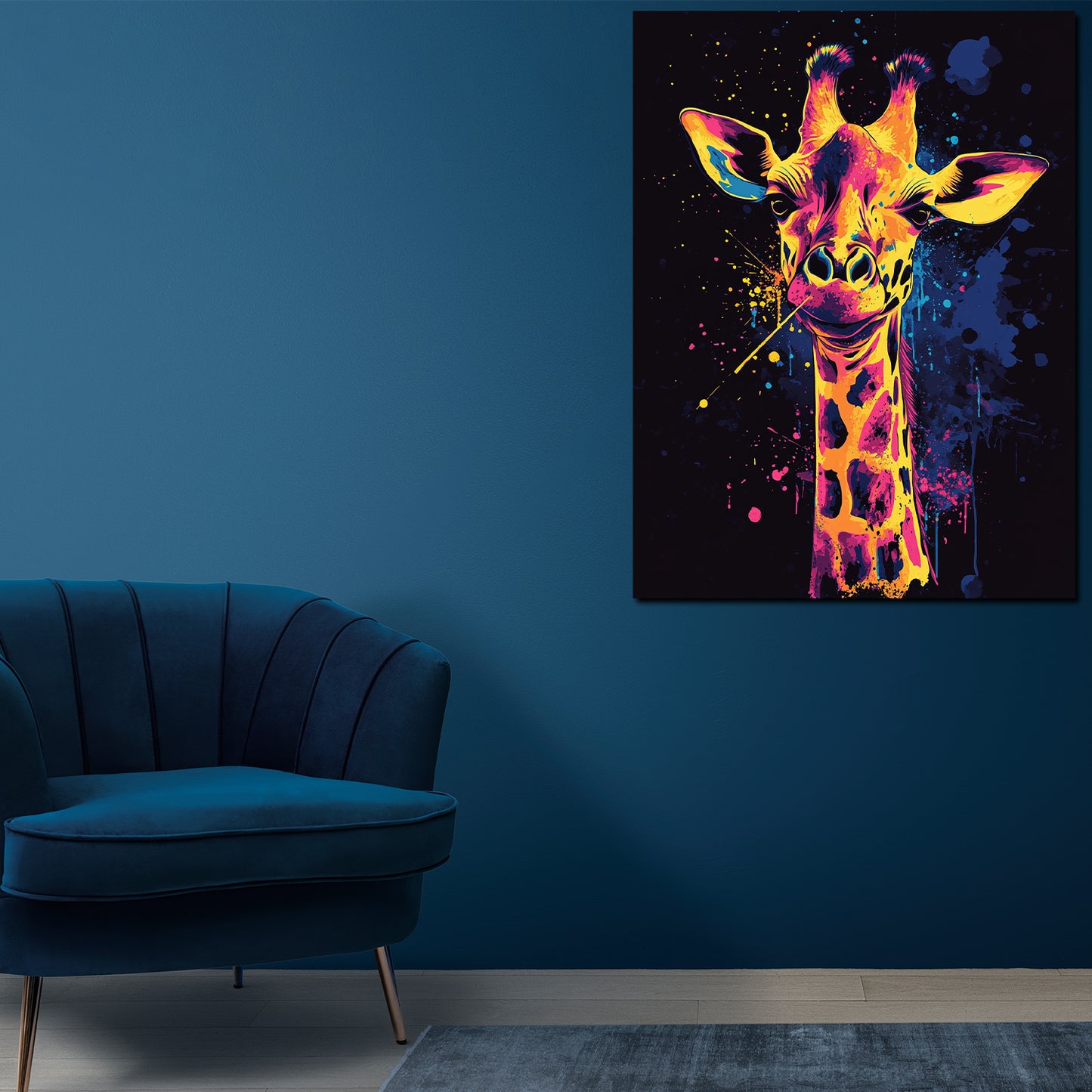 Quadro pop art giraffa colorato moderno