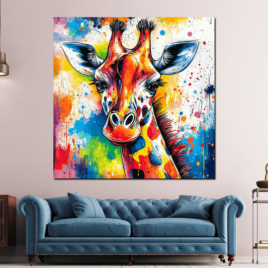 Quadro pop art giraffa variopinta vivace moderna