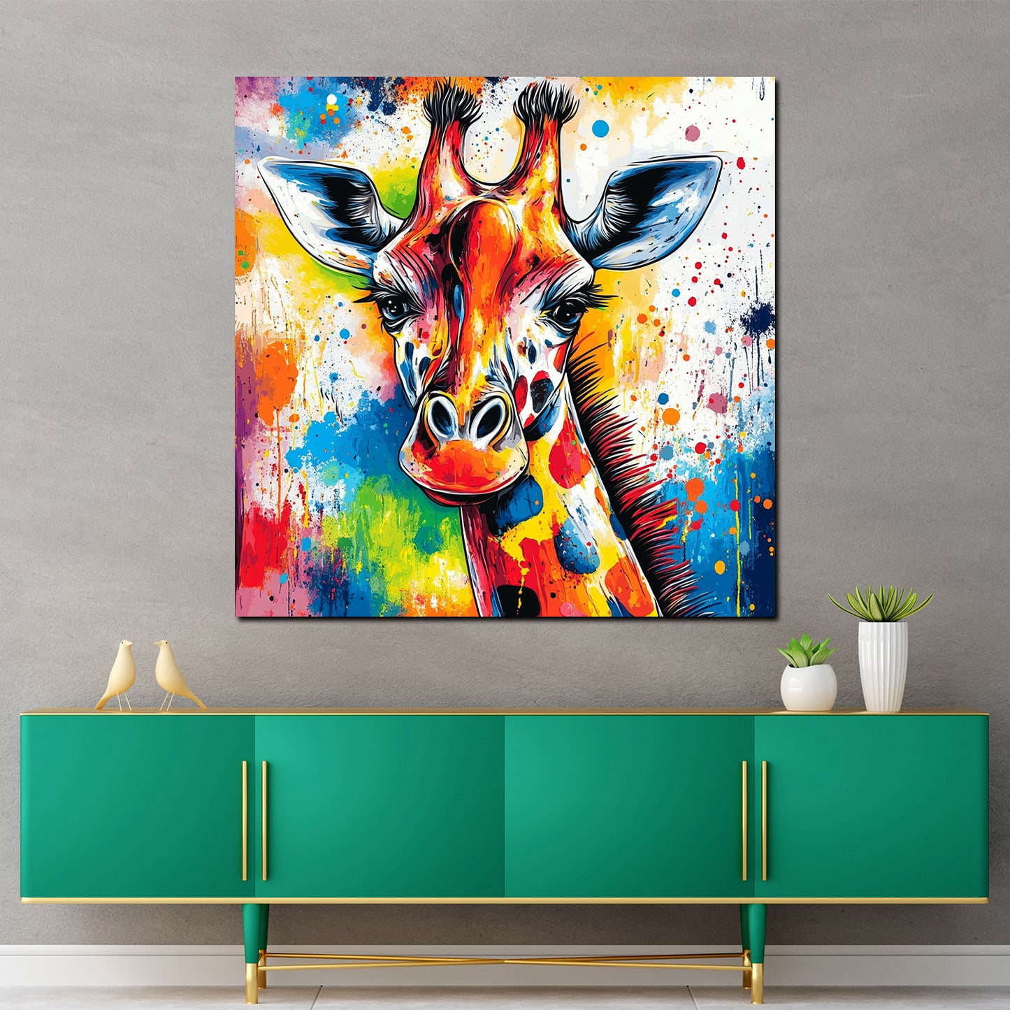 Quadro pop art giraffa variopinta vivace moderna