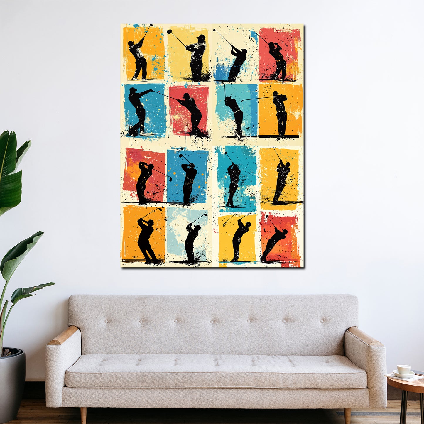 Quadro pop art golfista colorato moderno