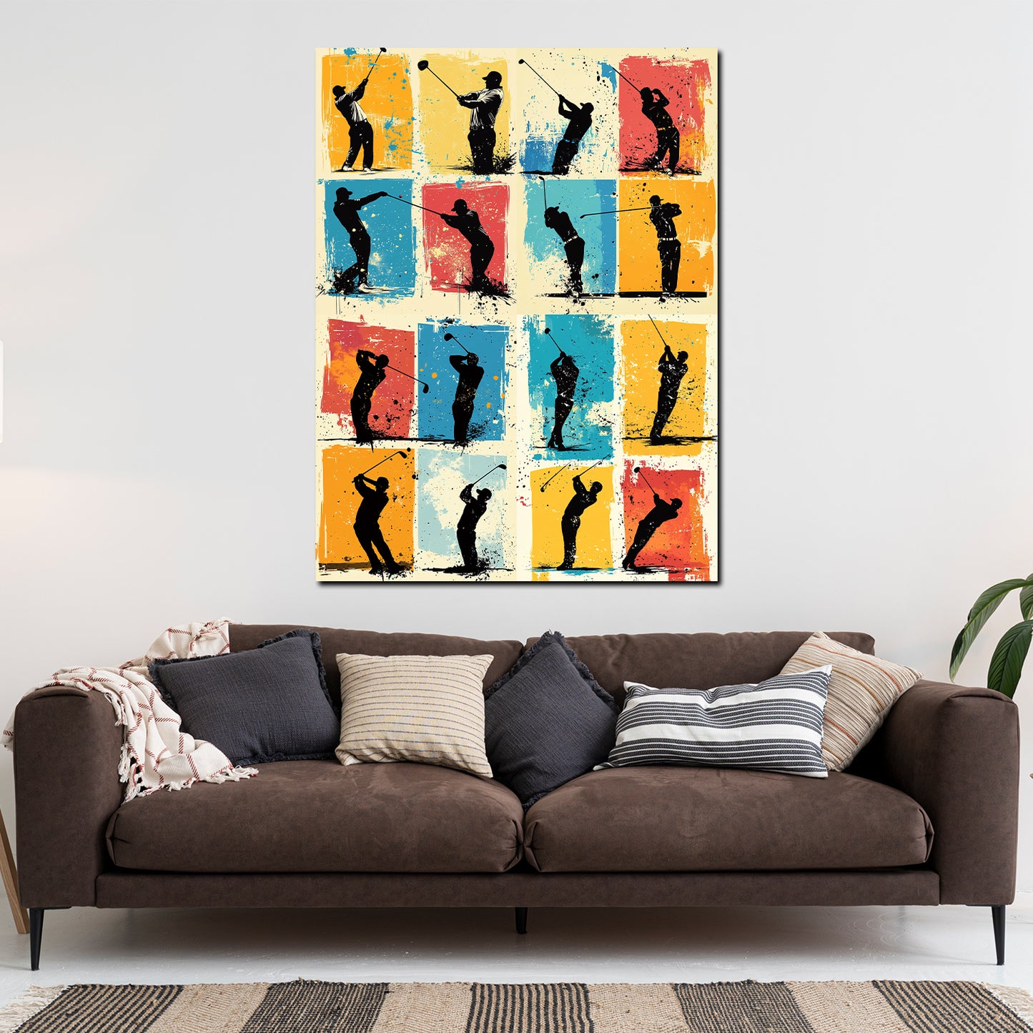 Quadro pop art golfista colorato moderno