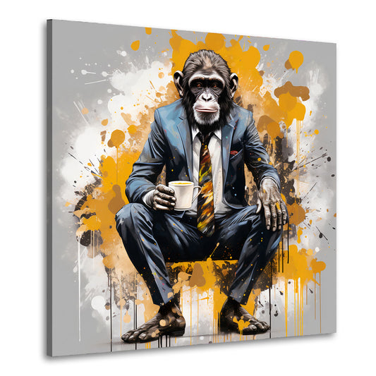 Quadro pop art gorilla elegante tazza umorismo