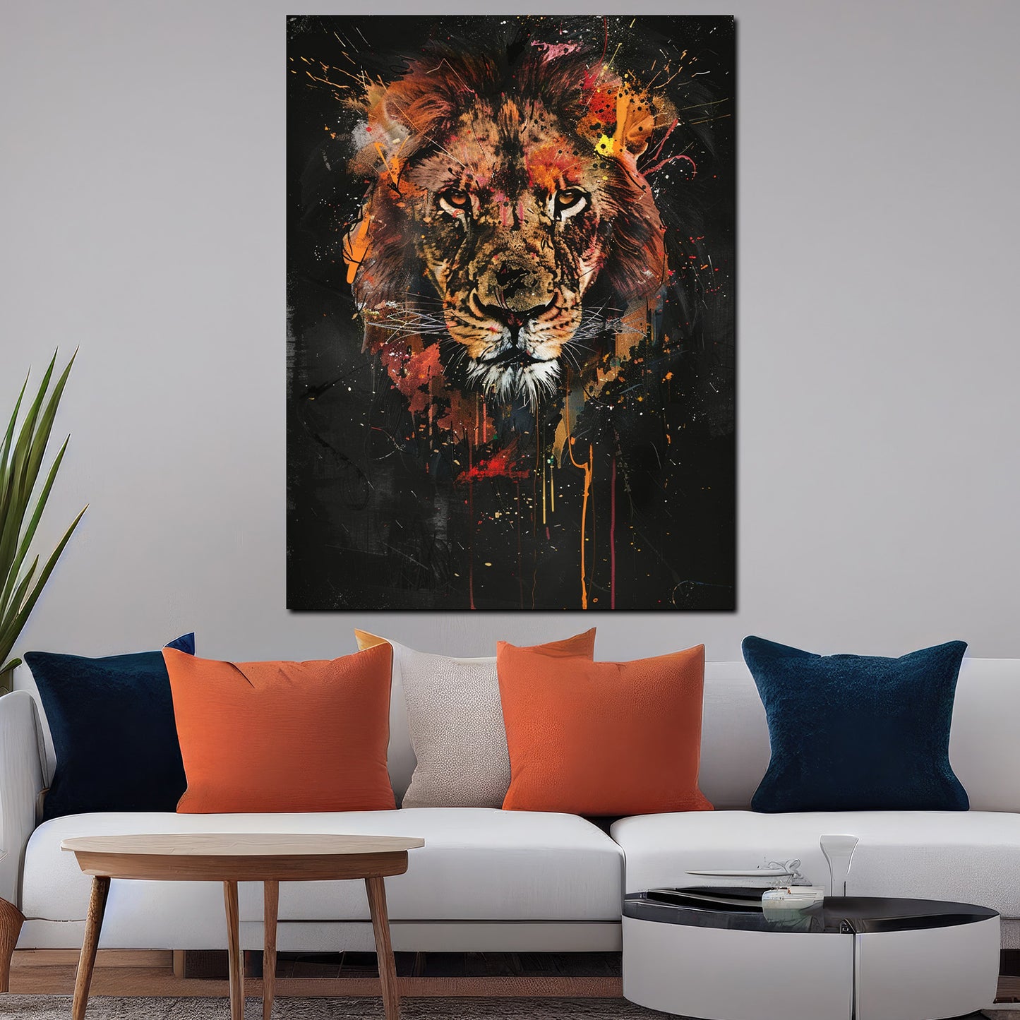 Quadro pop art leone ritratto colorato
