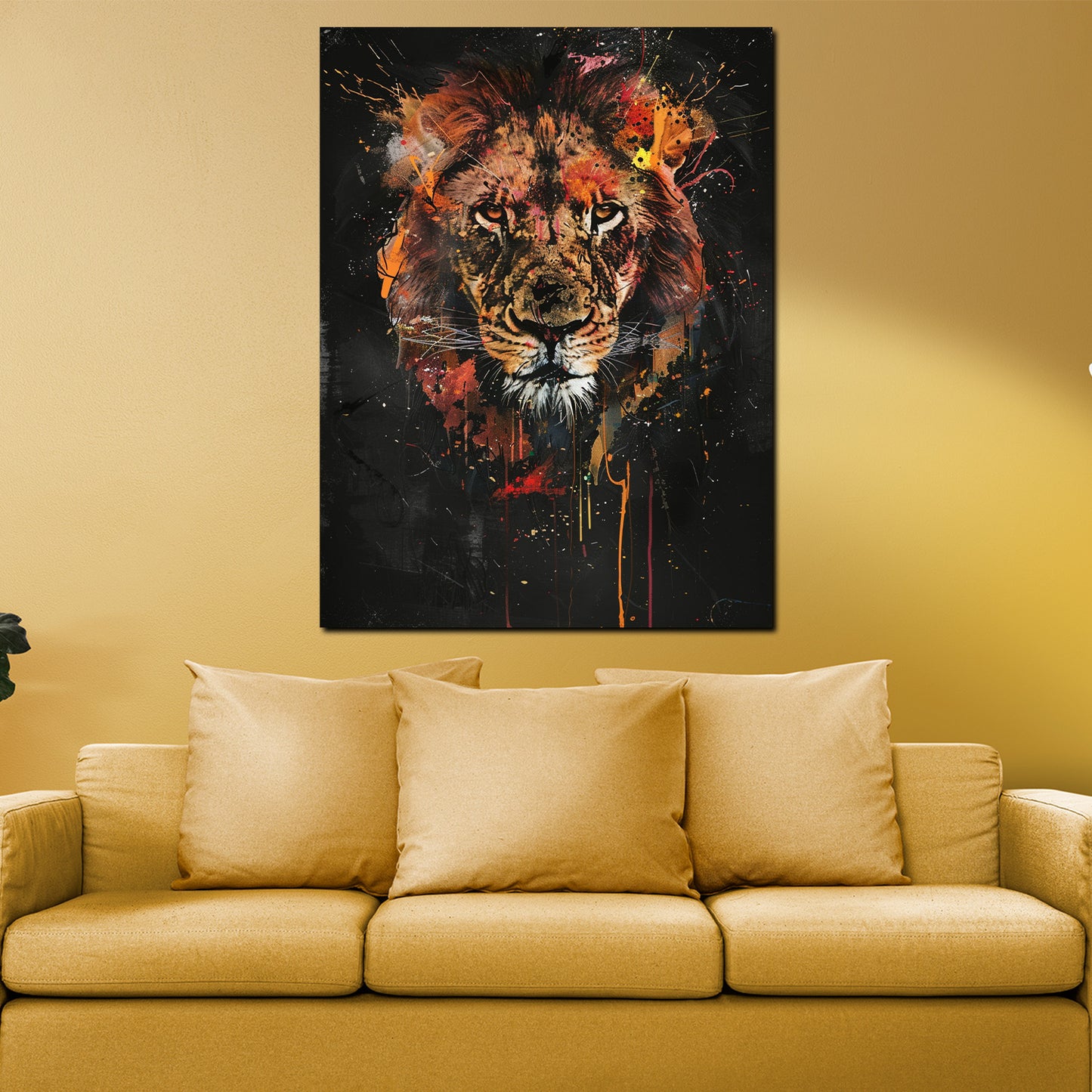 Quadro pop art leone ritratto colorato