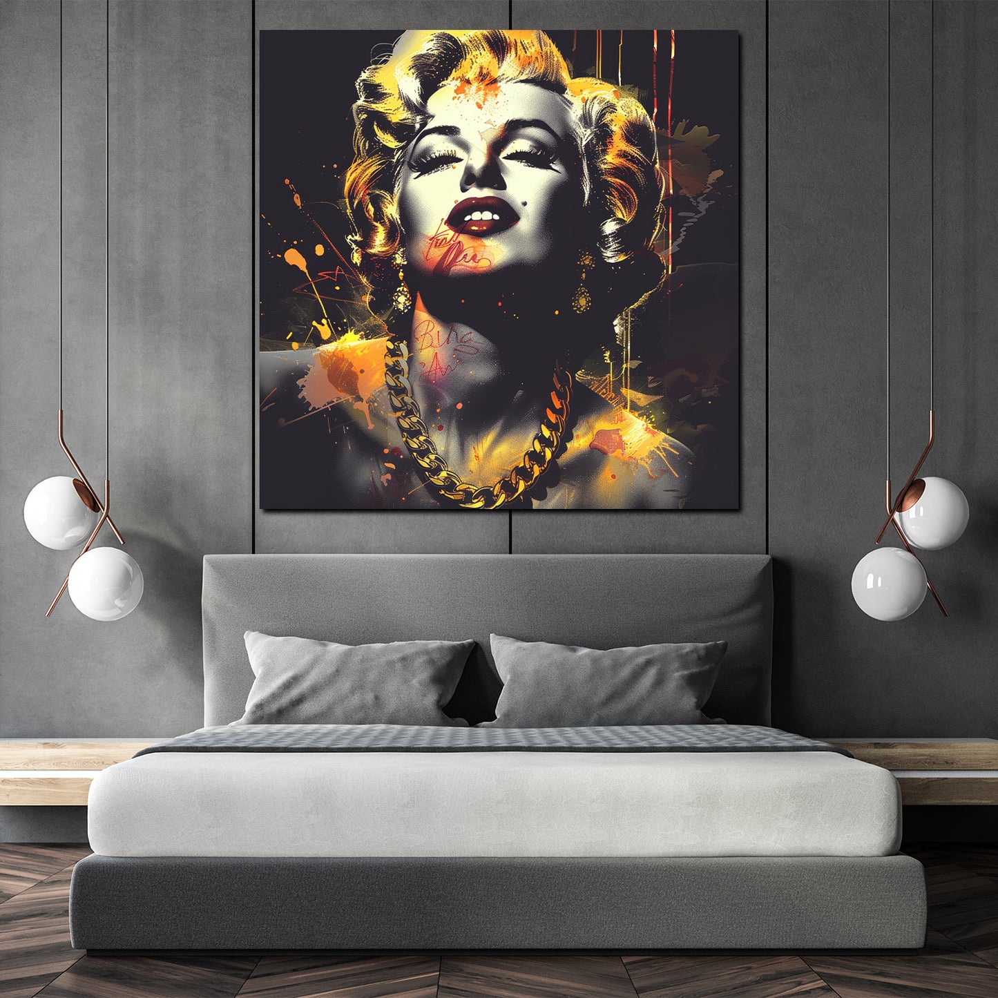 Quadro pop art marylin collana d’oro