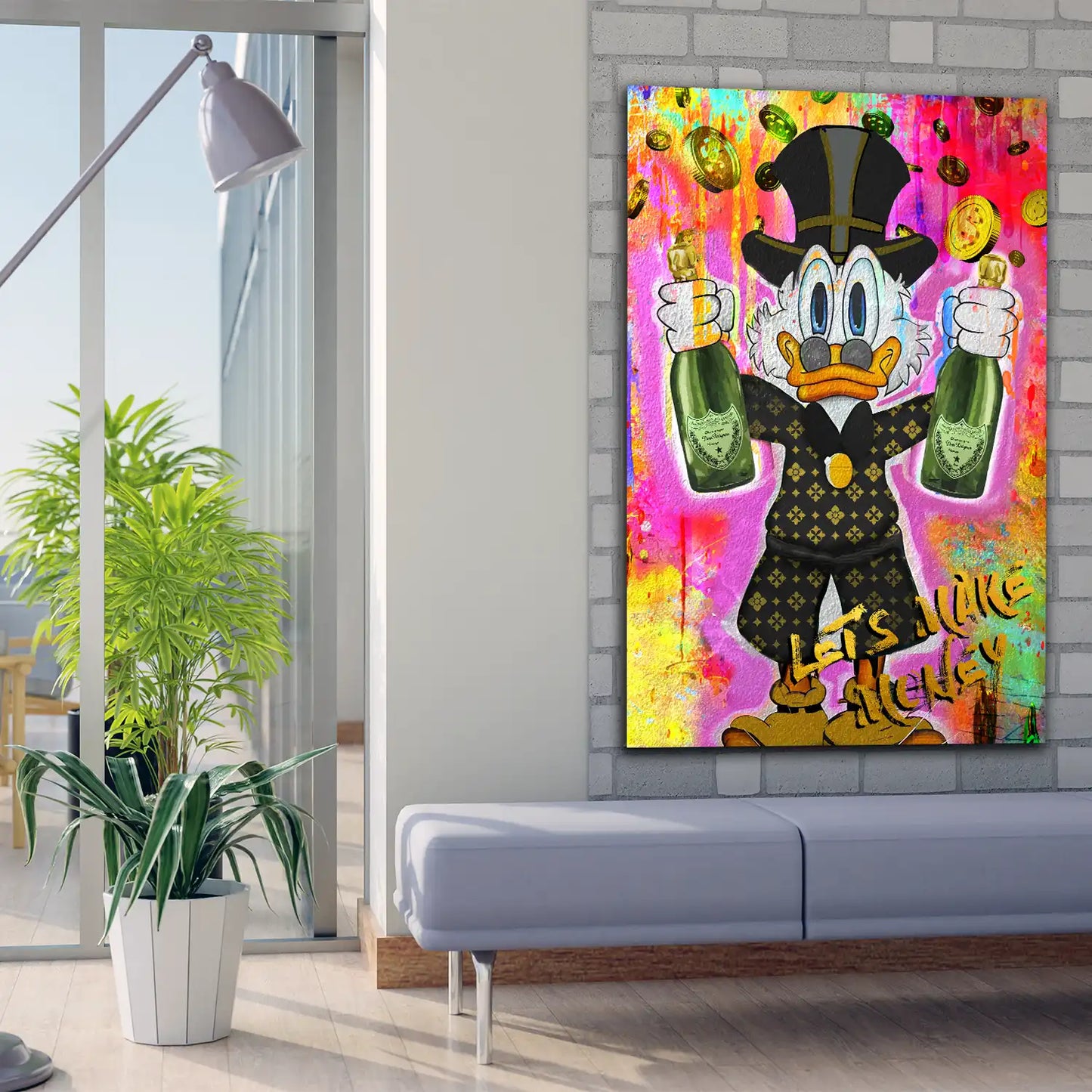 Quadro moderno Rich Duck Pop Art Make Money