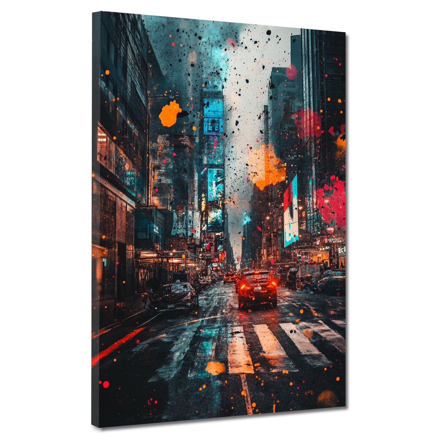 Quadro pop art new york città notte luci metropoli moderna