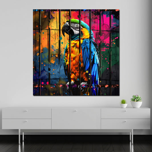 Quadro pop art pappagallo colorato