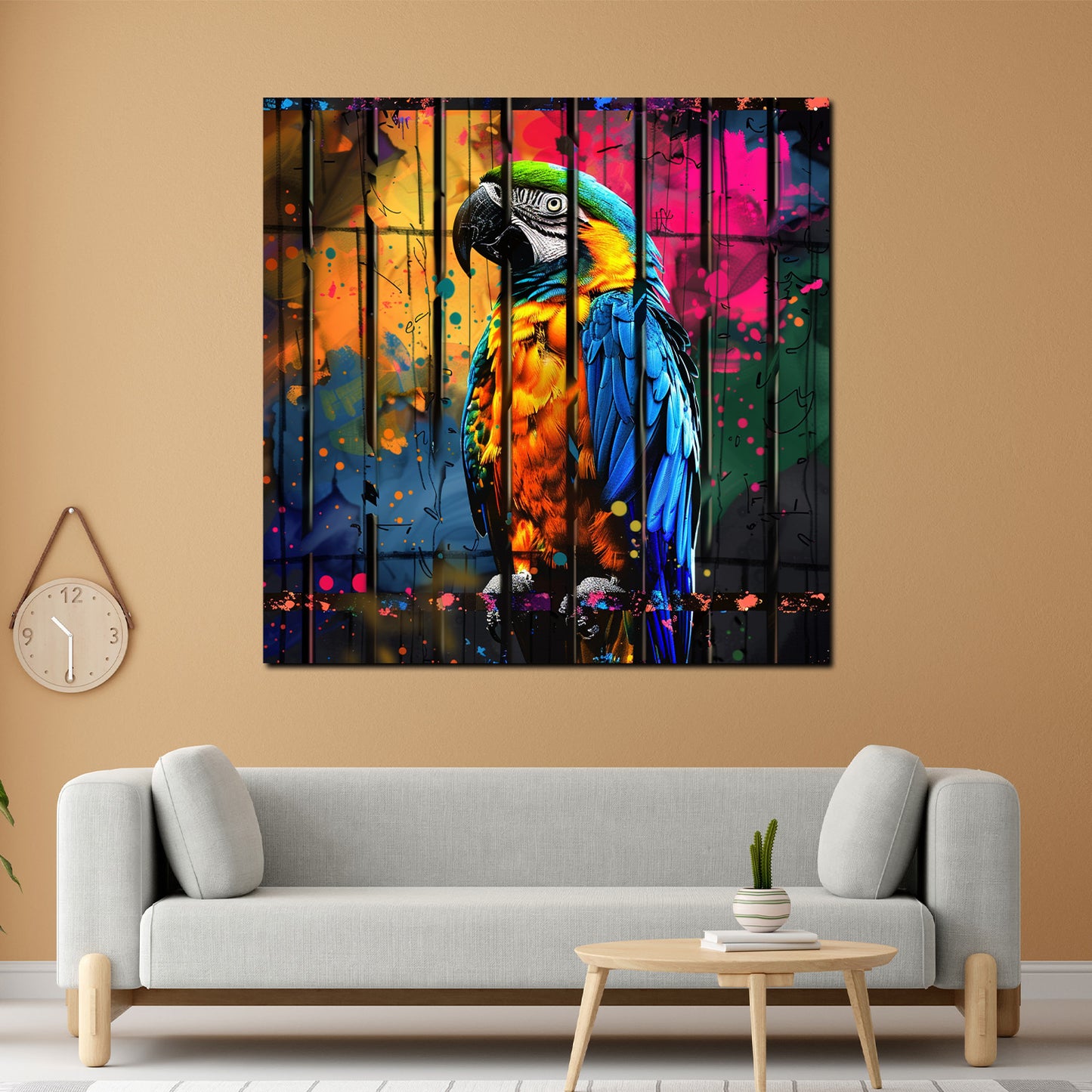 Quadro pop art pappagallo colorato