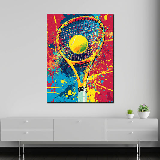 Quadro pop art racchetta da tennis colorato moderno