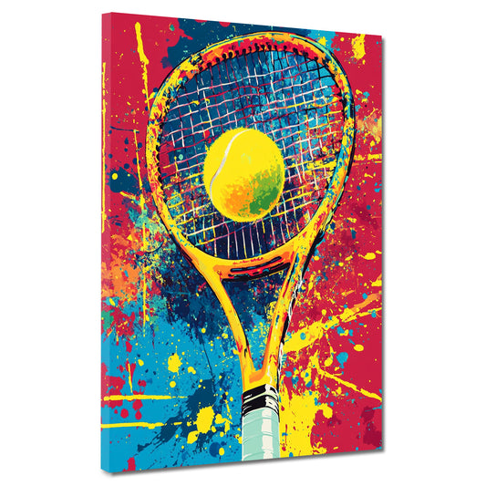 Quadro pop art racchetta da tennis colorato moderno