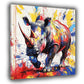 Quadro pop art rinoceronte colorato potente moderno