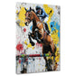 Quadro pop art salto ostacoli cavallo cavaliere colorato dinamico